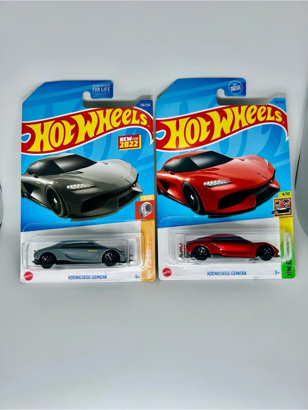 Hot Wheels Koenigsegg Lot of 2x - Koenigsegg Gemera Gray & Red 138/250 NEW 3/10